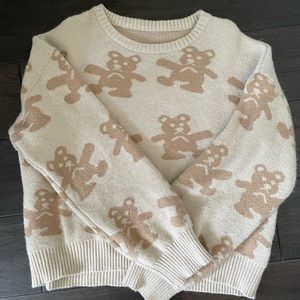 Bear Pattern Oversized Sweater